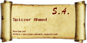 Spiczer Ahmed névjegykártya